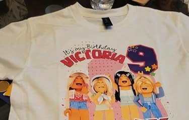 Custom Birthday Family Matching Shirts Family Personalized Shirts Robux Characters T-Shirts Video Games t-Shirt, Blocks Birthday Girl Shirt Camiseta personalizada de Video Juegos White,Black photo review