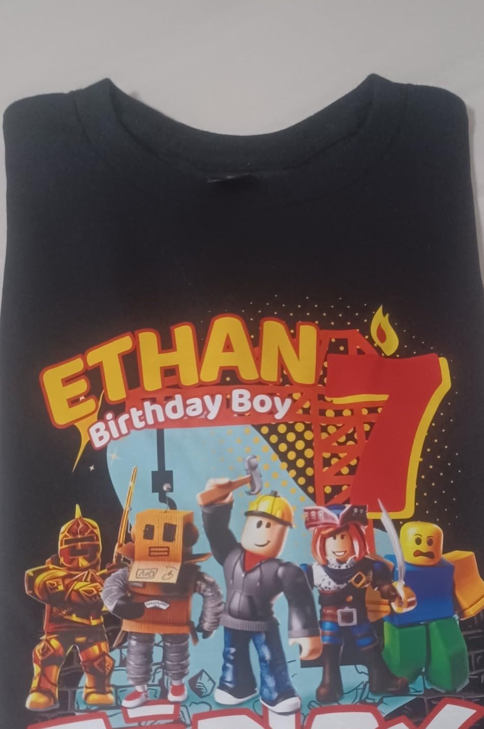 Custom Birthday Family Matching Shirts, Family Personalized Shirts, Robux Characters T-Shirts, Video Games t-Shirt, Blocks Shirt, Camiseta personalizada de Video Juegos White photo review