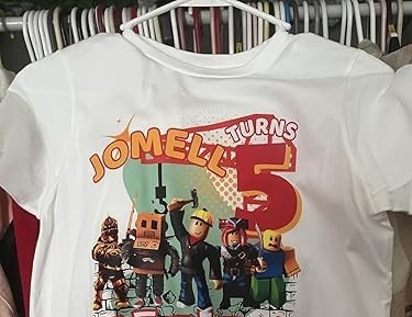 Custom Birthday Family Matching Shirts, Family Personalized Shirts, Robux Characters T-Shirts, Video Games t-Shirt, Blocks Shirt, Camiseta personalizada de Video Juegos White photo review