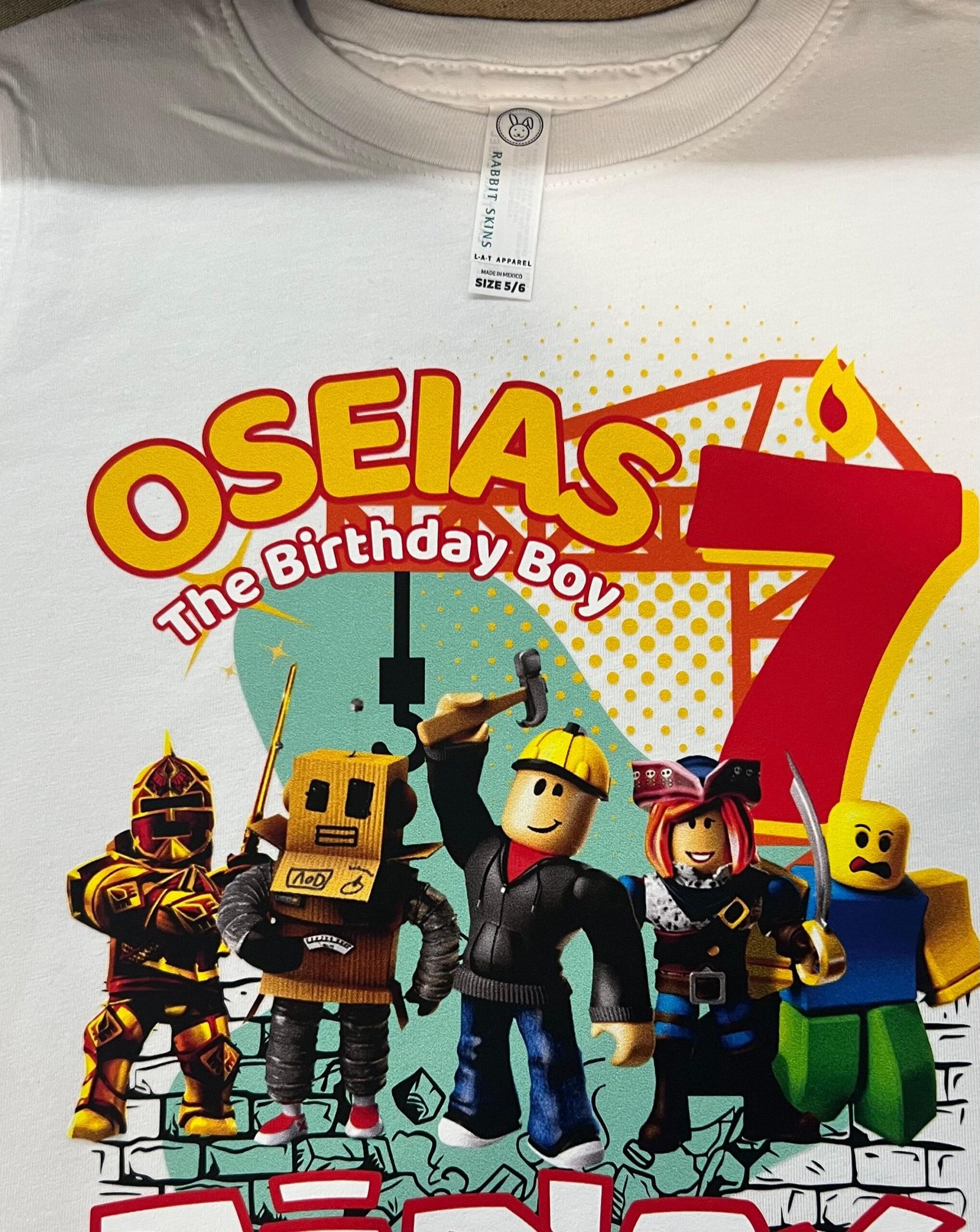 Custom Birthday Family Matching Shirts, Family Personalized Shirts, Robux Characters T-Shirts, Video Games t-Shirt, Blocks Shirt, Camiseta personalizada de Video Juegos White photo review