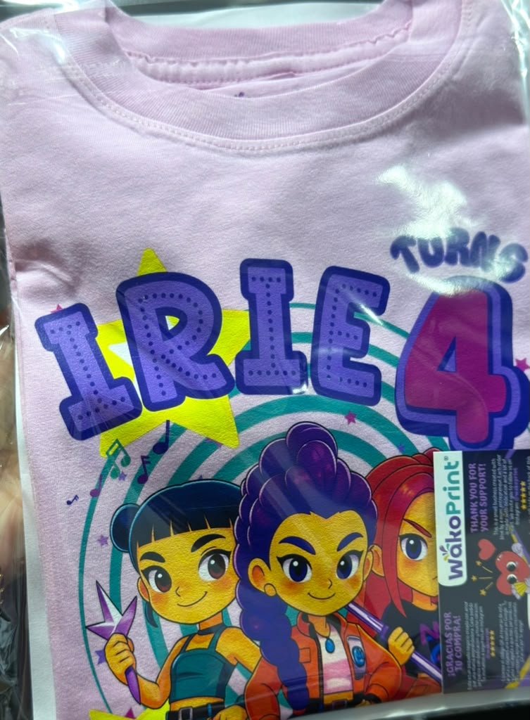 Personalized guerreras Hun Birthday T-Shirt Warrior Trix – Name and Age Customization – Birthday Girl Outfit Kpo White, Black photo review