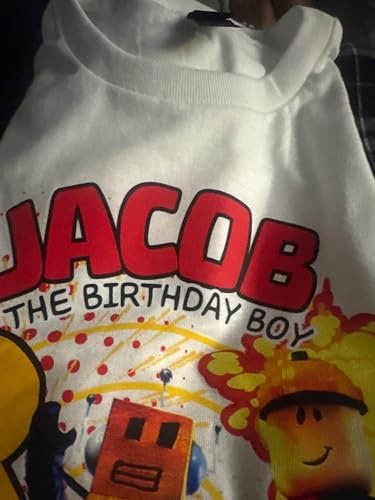 Custom Birthday Family Matching Shirts, Family Personalized Shirts, Robux Characters Birthday T-Shirts, Video Games t-Shirt, Blocks Shirt, Camiseta personalizada de Video Juegos White photo review