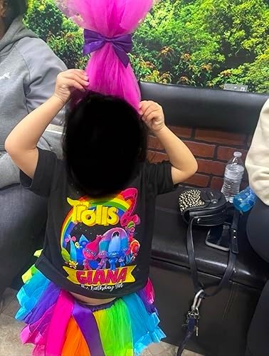 Personalized Birthday T-Shirts for Kids and Family | Custom Name and Age Shirts | Colorful Party Outfit with Fantasy Hair Characters | Fun Rainbow Theme Birthday Supplies and Decorations photo review
