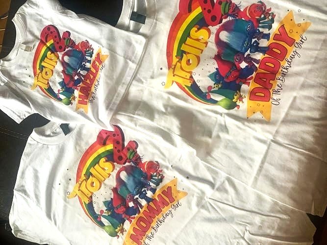 Personalized Birthday T-Shirts for Kids and Family | Custom Name and Age Shirts | Colorful Party Outfit with Fantasy Hair Characters | Fun Rainbow Theme Birthday Supplies and Decorations photo review
