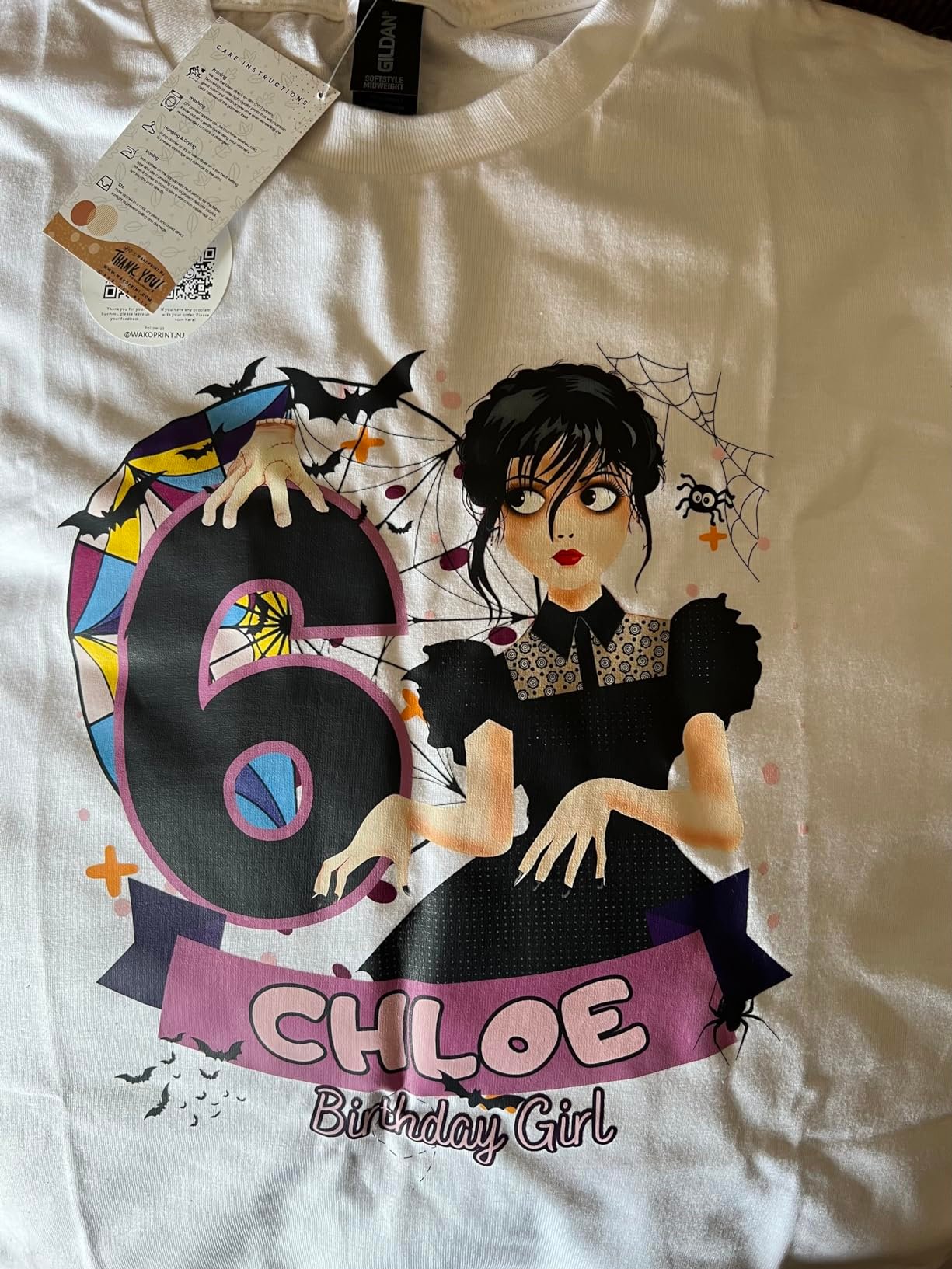 Personalized Birthday Shirt for Girls Inspired by Gothic Doll Style | Custom Name and Age | Matching Family Shirts | Add Text or Number on Back 6M–4XL | 5 Colors Available White,Black photo review