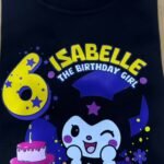 Personalized t-Shirts for Kurom Girl's Birthday with Age and Name, Supplies and Decoration for Kurom Kitty Party. White,Black photo review
