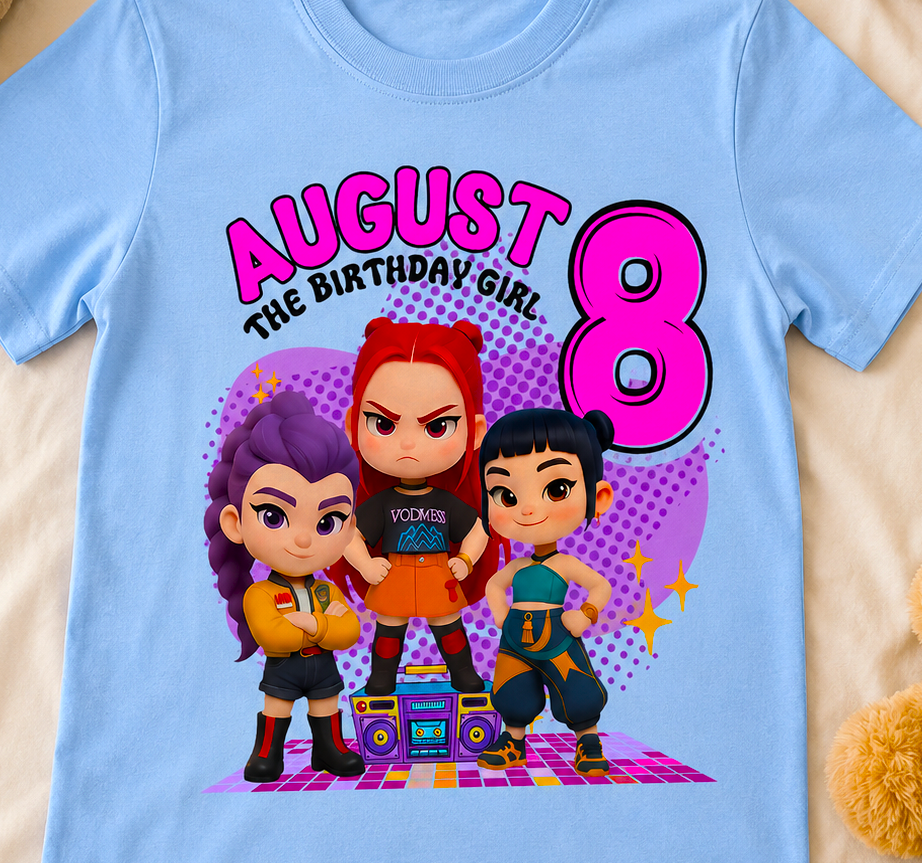 Personalized Huntrix guerreras Birthday T-Shirt Trix – Name and Age Customization – Birthday Girl Outfit White, Black photo review