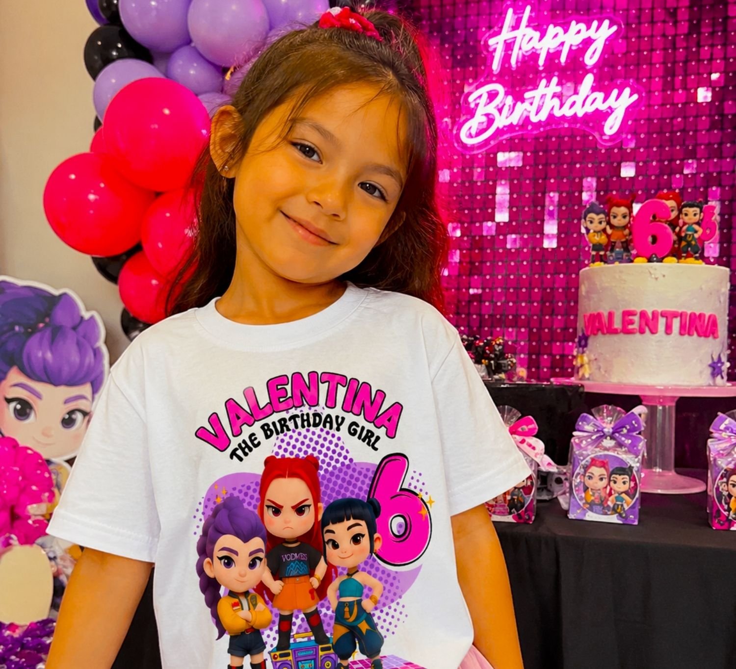 Personalized Huntrix guerreras Birthday T-Shirt Trix – Name and Age Customization – Birthday Girl Outfit White, Black photo review
