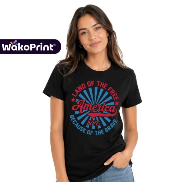 America 1776 Land of the Free Because of the Brave Patriotic T-Shirt for Men & Women | Independence Day 4th of July Graphic Tee