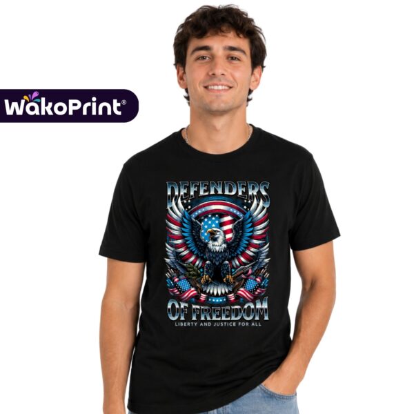 Defenders of Freedom Eagle Patriotic T-Shirt – American Flag Graphic Tee for Men & Women | 4th of July Independence Day Shirt